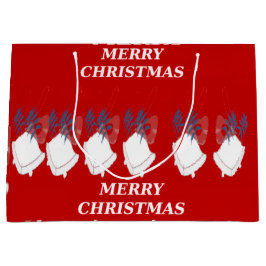 Sacola Para Presentes Grande Merry Christmas Red Large Christmas Bell Gift Bag