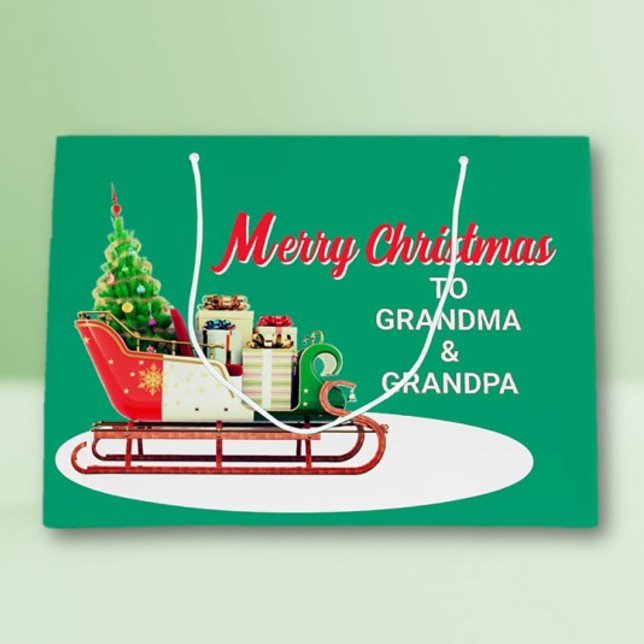 Sacola Para Presentes Grande Merry Christmas to Grandma & Grandpa (Criador carregado)