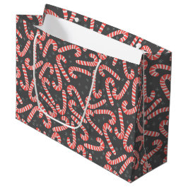 Sacola Para Presentes Grande Merry Natal Peppermint Candy Canes Snowflakes