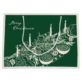 Sacola Para Presentes Grande Mesa Personalizada de Natal com Design Mínimo