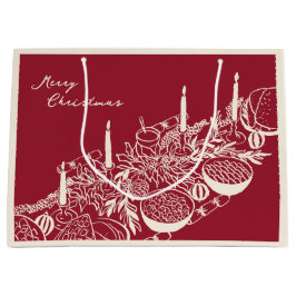 Sacola Para Presentes Grande Mesa Personalizada de Natal com Design Mínimo