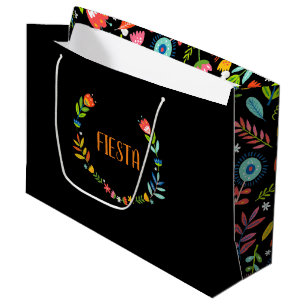 Sacola Para Presentes Grande Mexicano Floral