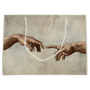 Sacola Para Presentes Grande Michaelangelo mãos criação adam deus