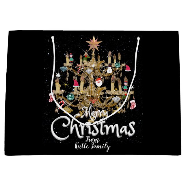 Sacola Para Presentes Grande Mikitiez classicwhitechristmas light jollyholly (Frente)