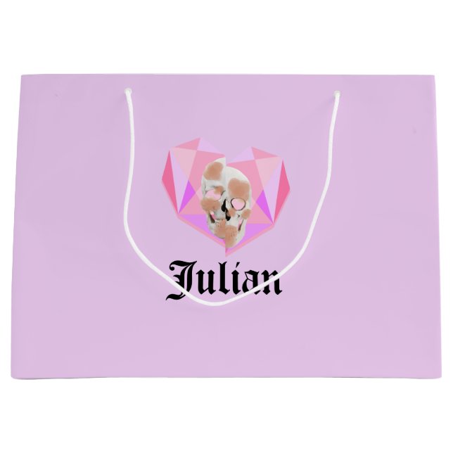 Sacola Para Presentes Grande Mikitiez dreamer skull tatuagem na praia rosa do a (Frente)