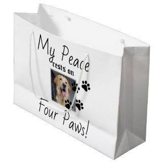 Sacola Para Presentes Grande Minha Paz repousa em quatro patas - citação de Pet