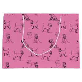 Sacola Para Presentes Grande Miniatura Schnauzer Rosa
