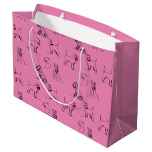 Sacola Para Presentes Grande Miniatura Schnauzer Rosa