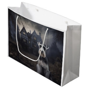 Sacola Para Presentes Grande Miniature Schnauzer Halloween Assustador