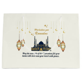 Sacola Para Presentes Grande Minimalist Crescent Moon Ramadan Blessings