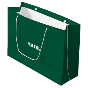 Sacola Para Presentes Grande Minimalista texto personalizado negrito verde