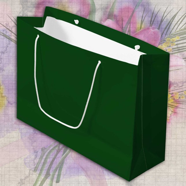 Sacola Para Presentes Grande Mínimo sólido da árvore verde-cedar escura (Criador carregado)