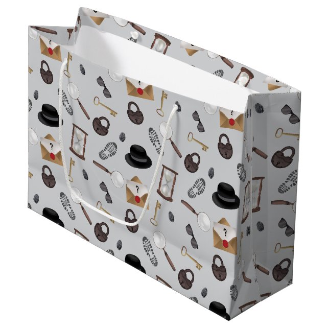 Sacola Para Presentes Grande Mistério Crianças Secretas Agente Espião Tema do D (Frente inclinada)