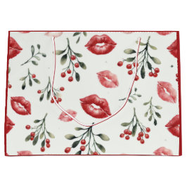 Sacola Para Presentes Grande Mistletoe Kisses