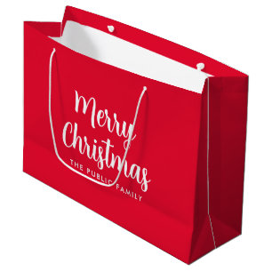 Sacola Para Presentes Grande Modelo de Nome de Rótulo de Tipografia Feliz Natal