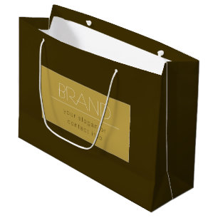 Sacola Para Presentes Grande Modelo de texto editável e elegante Dourado vint