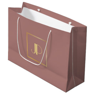 Sacola Para Presentes Grande Modelo Elegante Moderno de Ouro Rosa Monogramado
