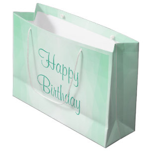 Sacola Para Presentes Grande Modelo Moderno de Aniversário Cor Verde Menta