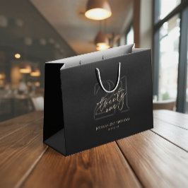 Sacola Para Presentes Grande Modern Black Gold 21st Birthday