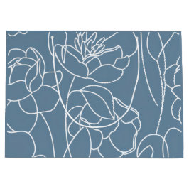 Sacola Para Presentes Grande Modern Blue Wildflower