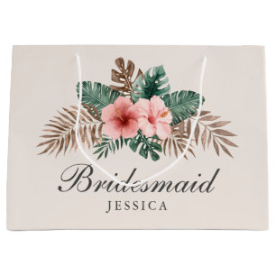 Sacola Para Presentes Grande Modern Boho Foliage Tropical Bridesmaid Gif Grande