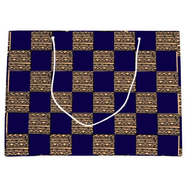 Sacola Para Presentes Grande Modern Checkerboard Geometric pattern (Frente)