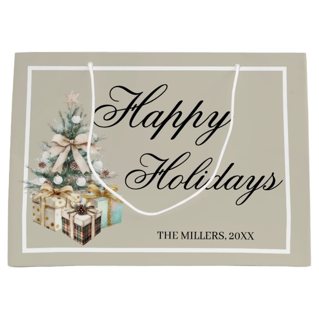 Sacola Para Presentes Grande Modern Christmas Tree Gift Bag (Frente)