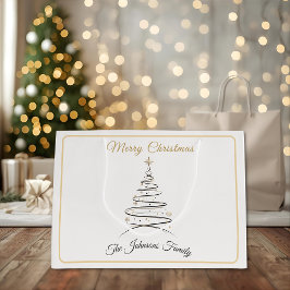 Sacola Para Presentes Grande Modern Elegant Minimal Christmas Tree 