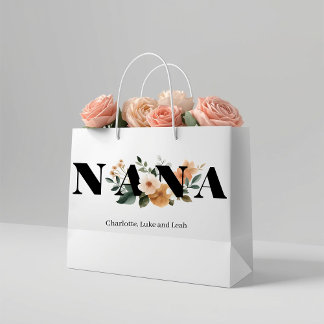 Sacola Para Presentes Grande Modern Personalized Nana Floral Gift