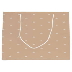 Sacola Para Presentes Grande Moderno Minimalista Beige Boho Rainbow