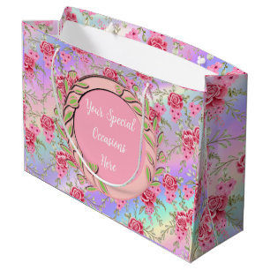 Sacola Para Presentes Grande Moldura Floral Elegante: para Todas as Ocasioes