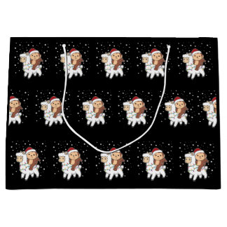 Sacola Para Presentes Grande Monkey Lama Natal - Animais de inverno
