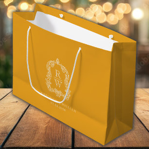 Sacola Para Presentes Grande Monograma Crest Marigold Yellow Wed