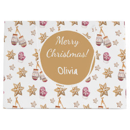 Sacola Para Presentes Grande Monograma de Cookies de Neve Cólvora Cólvora