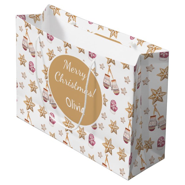 Sacola Para Presentes Grande Monograma de Cookies de Neve Cólvora Cólvora (Frente inclinada)