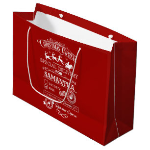 Sacola Para Presentes Grande Monograma de Entrega Especial Chic Christmas Expre