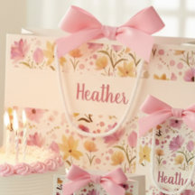 Monograma de Nome com Flor Silvestre Rosa em Aquar