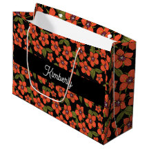Monograma de Nome em Aquarela Floral Vermelha