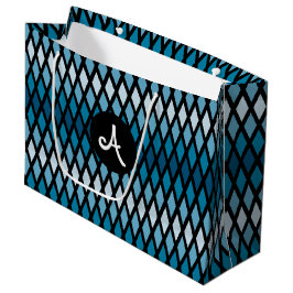 Sacola Para Presentes Grande Monograma de Ombro de Diamante Azul