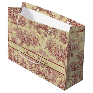 Sacola Para Presentes Grande Monograma do lago Vintage amarelo toile de jouy