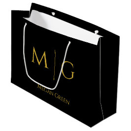 Sacola Para Presentes Grande Monograma Elegante Com Nome Personalizado