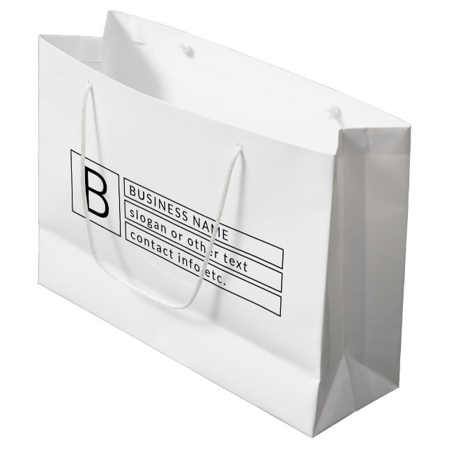 Sacola Para Presentes Grande Monograma Elegante & Nome da Empresa (ou outro tex (Frente inclinada)