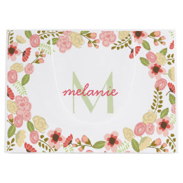 Sacola Para Presentes Grande Monograma Floral Botânico Grande Saco de Presente