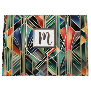 Sacola Para Presentes Grande Monograma Jazzy Geométrico Elegante Clássico Boh