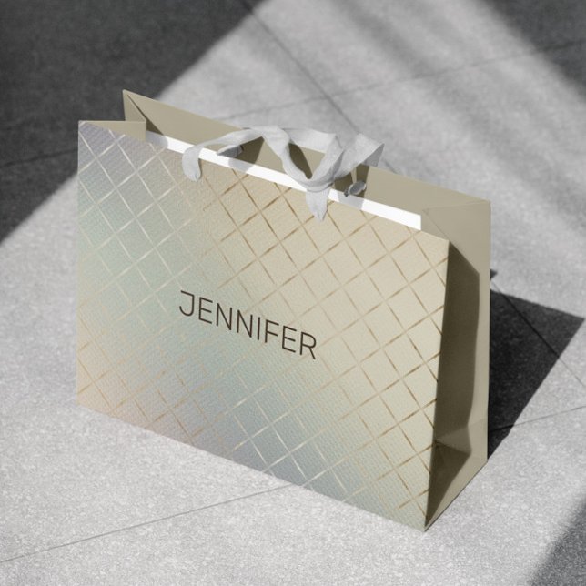 Sacola Para Presentes Grande Monograma Luxuoso Moderno Iridescente (Criador carregado)