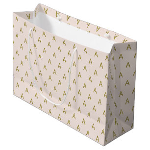 Sacola Para Presentes Grande Monograma Minimalista Rosa Soft