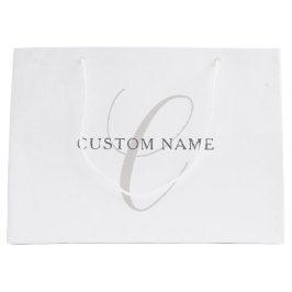 Sacola Para Presentes Grande Monograma Moderno Elegante | Cinzas e Branco (edit