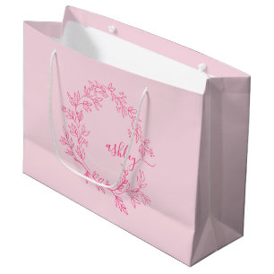 Sacola Para Presentes Grande Monograma Na moda Moderno Rosa Quente
