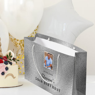 Sacola Para Presentes Grande Monograma personalizado de fotografia de metal pra