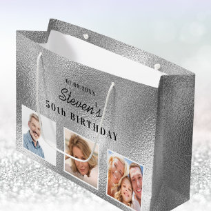 Sacola Para Presentes Grande Monograma personalizado de fotografia de metal pra